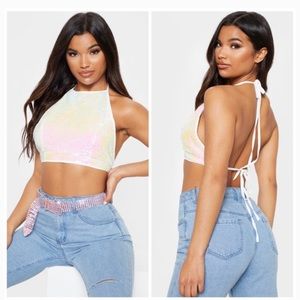 forever 21 iridescent sequin halter